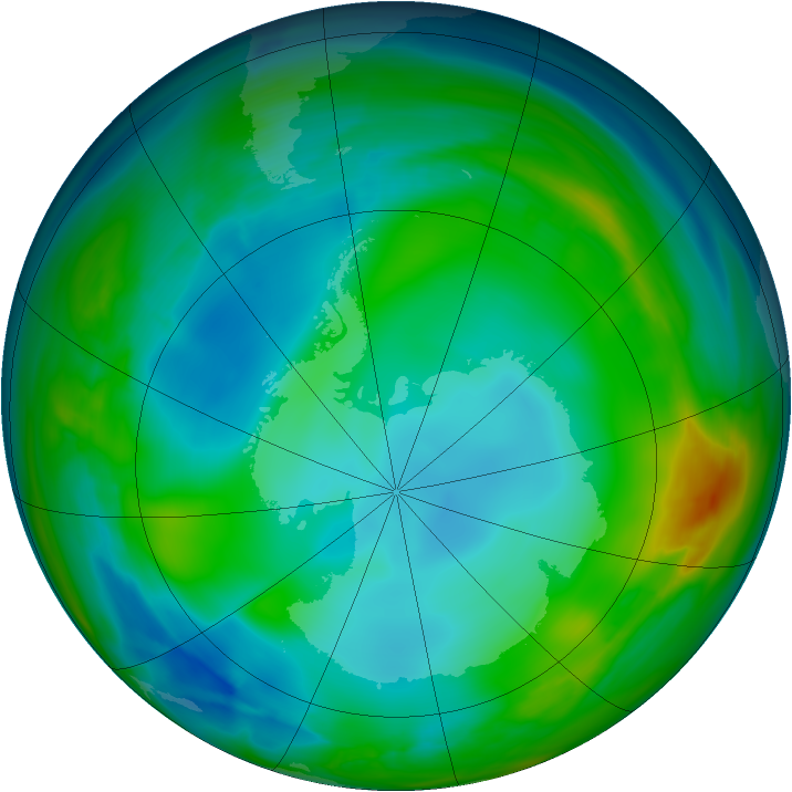 Antarctic ozone map for 16 June 2005